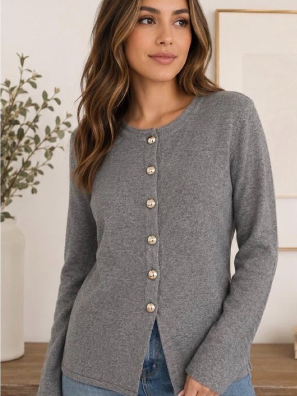 NWOT set, sweater + pants Sincerely Jules Gray Button-Front Knit